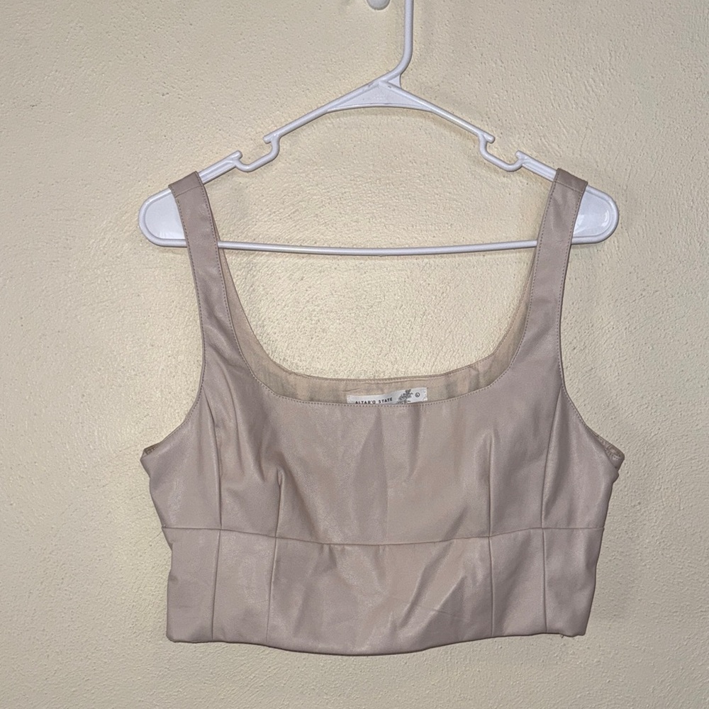 Altar’d State Faux Leather Crop Tank Size L